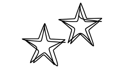 Hand draw doodle of two stars illustration in continuous line arts style vector