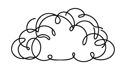 Continuous one line drawing. Cloud on white background. Vector illustration.