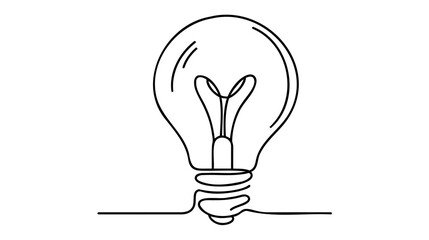 Continuous one line drawing bulb lamp vector illustration minimalism concept - obrazy, fototapety, plakaty