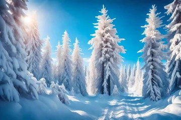 Deurstickers winter landscape with snow © Jahaan Skindar arts