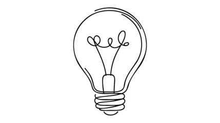 Fotobehang Een lijn Continuous one line drawing bulb lamp vector illustration minimalism concept