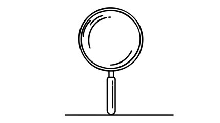 One continuous line illustration of magnifying glass. Continuous line drawing of magnifying glass lens. Vector illustration
