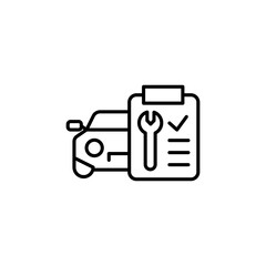 Car repair check list vector icon. Car repair check list vehicle test report in black and white color.