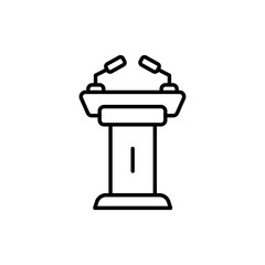 Lectern vector icon. Lectern podium speaker tribune in black and white color.