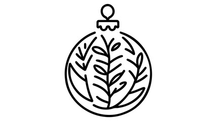 Continuous one line drawing Christmas Ball. Christmas tree decoration by one line.