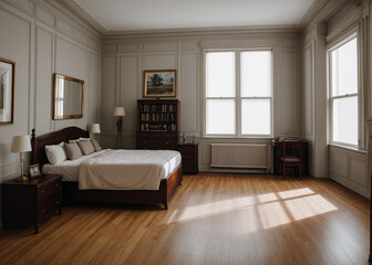 old style room, living. warm atmosphere. furniture things in the room. 