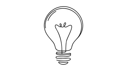 Continuous one line drawing bulb lamp vector illustration minimalism concept