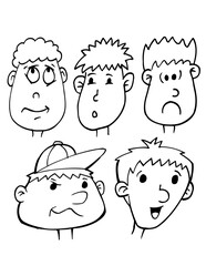 Faces Heads Vector Illustration Art Set 