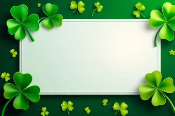 Foto op Plexiglas Happy Saint Patricks Day concept. St. Patrick's day symbols frame border. Greeting card, party invitation template or banner mockup. © elena_hramowa