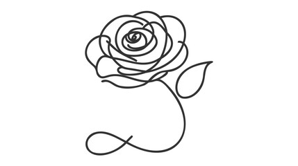 Rose flower icon. Continuous one line drawing. Vector illustration