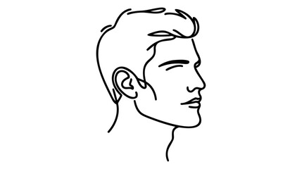 Continuous Line Drawing of Man Profile. Abstract Man Face Minimalistic Beauty Concept.