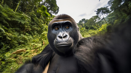 Gorilla Taking Selfies. Crazy wild Animal Who Took Cute Selfies.