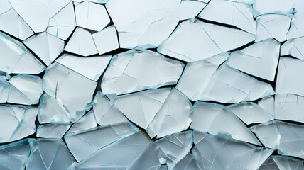 cracked glass shards over a plain white background, art illustration background, header, website design resource