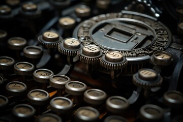 Antique Typewriter Keys Close-Up. Generative AI