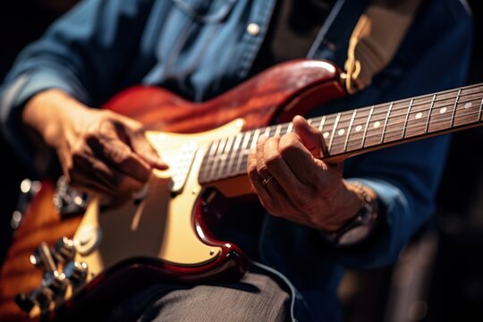 Guitarist's Live Performance Close-Up. Generative AI