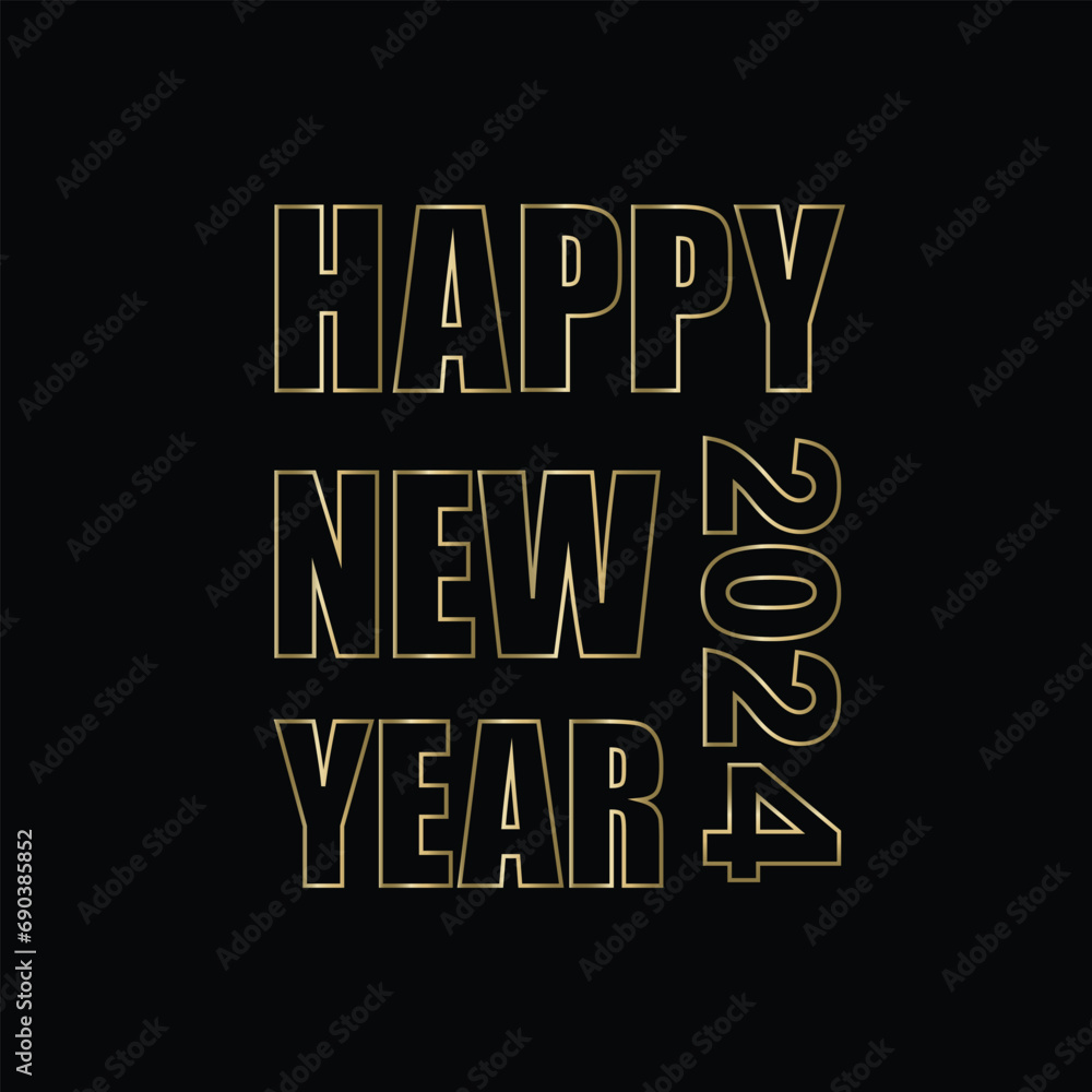 Fototapete vector happy new year 2024 golden letters text isolated on transparent background. holiday new year 