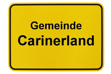 Illustration eines Ortsschildes der Gemeinde Carinerlanbd in Mecklenburg-Vorpommern