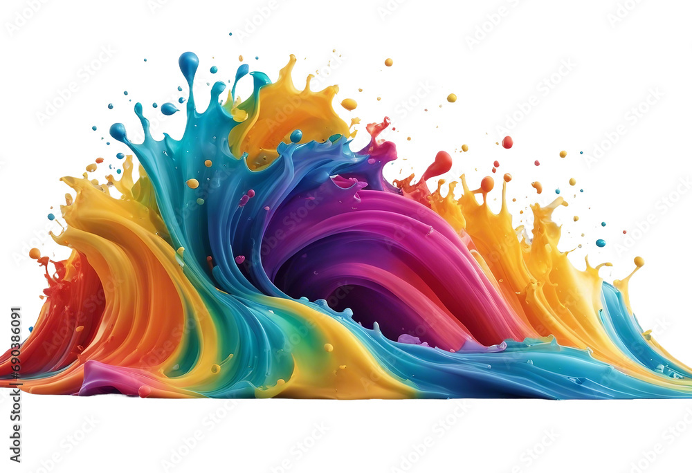 Poster rainbow wave colorful paint splash isolated design element on the transparent background