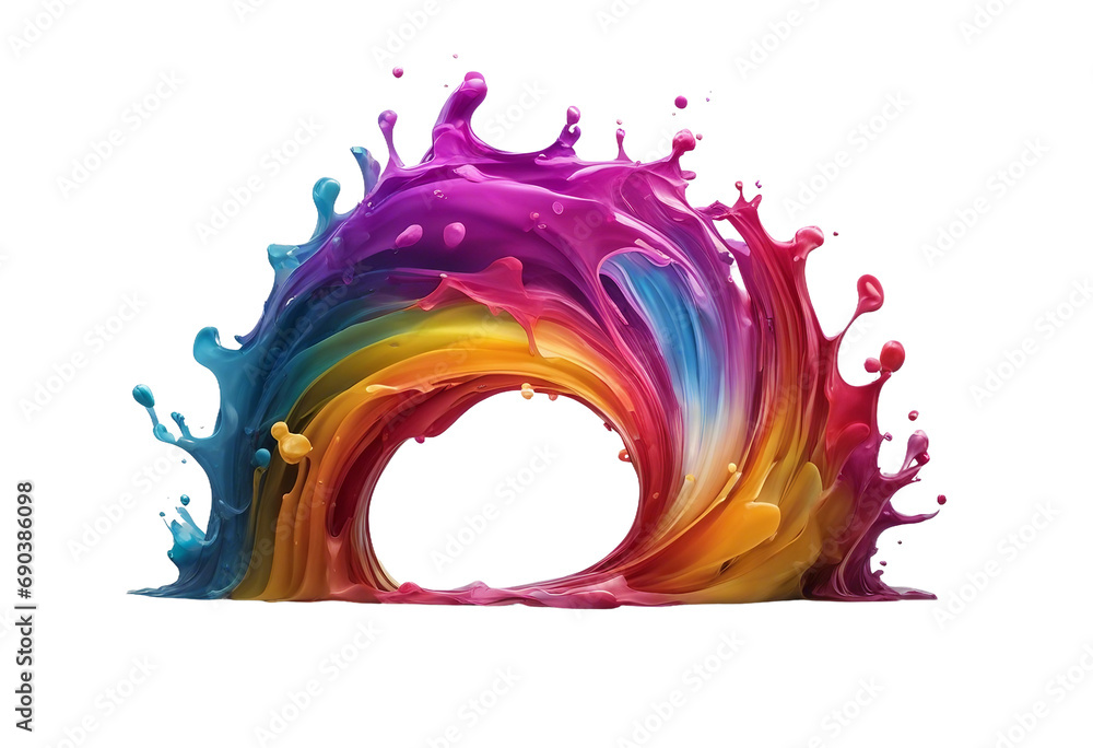 Poster rainbow wave colorful paint splash isolated design element on the transparent background