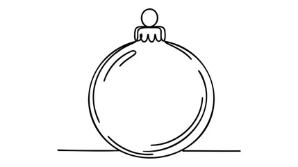 Continuous one line drawing Christmas Ball. Christmas tree decoration by one line.
