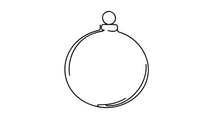 Continuous one line drawing Christmas Ball. Christmas tree decoration by one line.