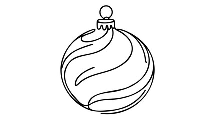 Continuous one line drawing Christmas Ball. Christmas tree decoration by one line.