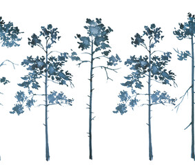 Fototapeta premium Watercolor hand painted trees isolated on white. Forest illustration. Nature concept design.