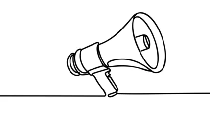 Cercles muraux Une ligne Continuous single one line art drawing of megaphone speaker for news and promotion vector illustration