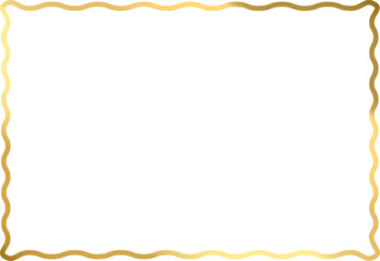Rectangular wavy gold frame. Elegant decoration for invitations, cards, wedding stationery.