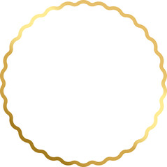 Round wavy gold frame. Elegant decoration for invitations, cards, wedding stationery.