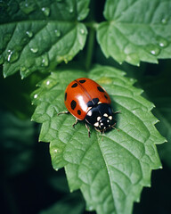 Fototapeta premium Closeup of a ladybird on a leaf