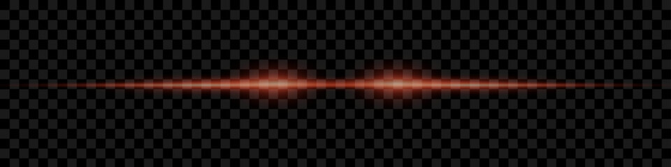 Fototapeta premium Horizontal glare of light, laser speed lines. On a transparent background.