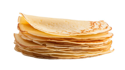 Stack of thin crepes isolated on transparent or white background - obrazy, fototapety, plakaty