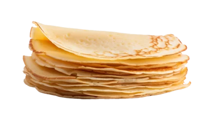 Foto op Plexiglas Stack of thin crepes isolated on transparent or white background © Nate