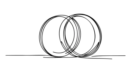Foto op Canvas One continuous line drawing of Wedding rings. Romantic elegance concept and symbol proposal engagement and love marriage in simple linear style. © artisttop