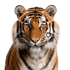 Fototapeta premium Tiger face shot isolated on transparent background