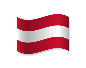 Flag of Austria flat icon. Wavy vector element with shadow underneath. Best for mobile apps, UI and web design.