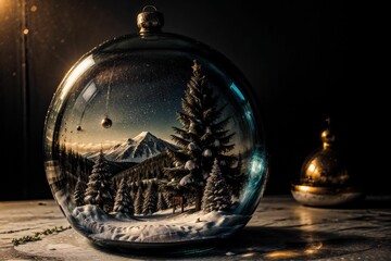 Winter Wonderland Snow Globe - obrazy, fototapety, plakaty