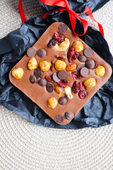 handmade chocolate with nuts and raisins