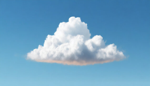 Small white cloud on blue sky. Center copy space