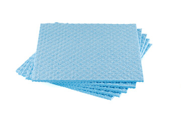 Sponge cloth for cleaning Isolated on white background. Kitchen wipe cloth. Cellulose sponges. Set of sponge wipes for cleaning. - obrazy, fototapety, plakaty