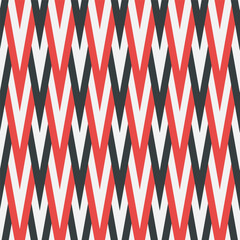 Red and black triangles pattern inspired in abstract feathers. Vector seamless pattern design for textile, fashion, paper, packaging and branding. 