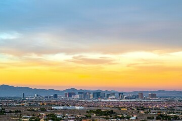 4K Image: Moody Las Vegas Cityscape on the Strip in the Evening