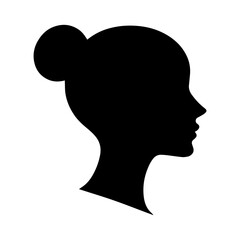 Vector illustration. Silhouette of a woman in profile.