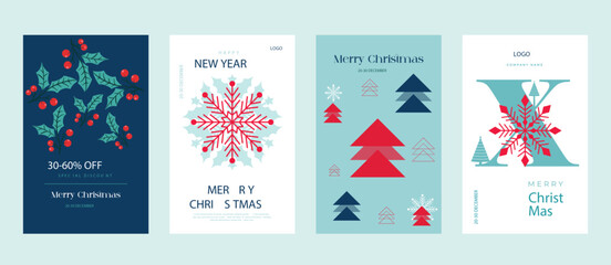 Fototapeta na wymiar Elegant Merry Christmas, Xmas & Happy New Year festive design with beautiful snowflakes and stars in modern style. Christmas & Xmas vector illustration