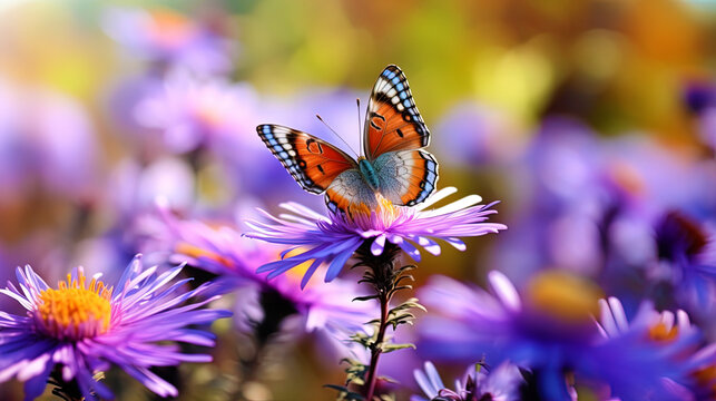 Macro picture of a butterfly on a flower