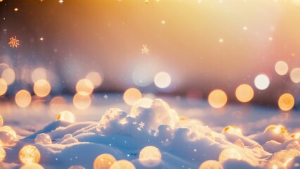 Enchanting Winter Scene with Distinct Snowflakes and Warm Lighting - obrazy, fototapety, plakaty