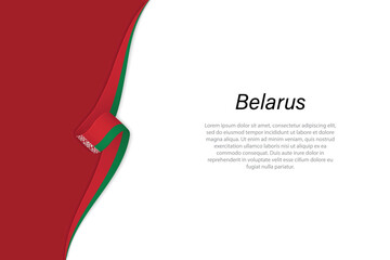Wave flag of Belarus with copyspace background.