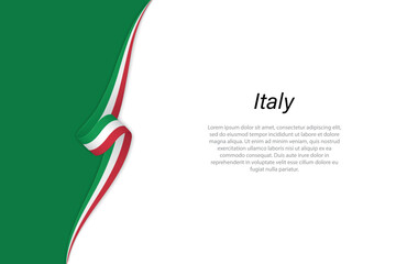 Wave flag of Italy with copyspace background.