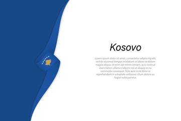 Wave flag of Kosovo with copyspace background. - obrazy, fototapety, plakaty
